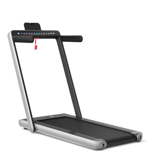 2-in-1 faltbares elektrisches Laufband - Silber - mit Bluetooth-Lautsprecher, doppelter LED-Anzeige und 40x100 cm Lauffläche