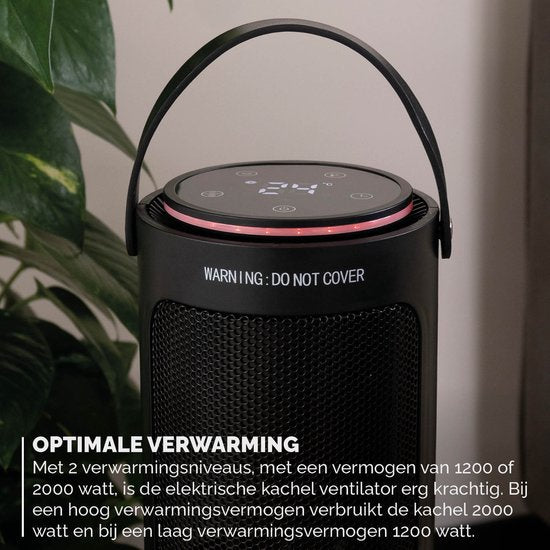 BREND BR-2221 Keramik-Heizlüfter - 2000W - ECO-Modus & Thermostat 15-35°C - Elektroheizung - Schwarz