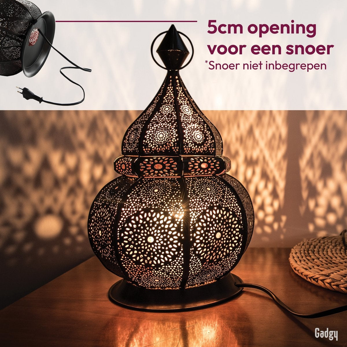 Gadgy Orientalische Laterne - Arabisches Windlicht - Teelichthalter - Teelichthalter - 36 cm - Metall
