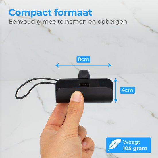 Nuvance - Mini Powerbank 4500 mAh - Powerbanks USB C - Externe Akku Powerbank - Kleine & kompakte Powerbank - für Smartphone & Tablet - Geeignet für Lightning - Schnellladegerät - Taschenmodell