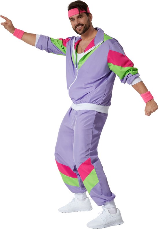 dressforfun - Herrenkostüm Retro 80er 90er Jogginganzug - lila, XXL - Kostüm Karneval - Halloween - Verkleiden - Partykleidung - Karnevalskleidung - Party - Partykleidung