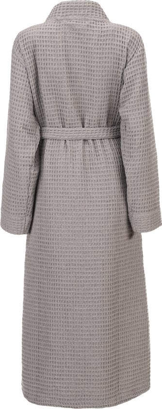 Heckettlane Bademantel Waffel - Morgenmantel für Damen und Herren - XL - Morgenmantel aus Baumwolle - Geeignet für die Sauna - Grau