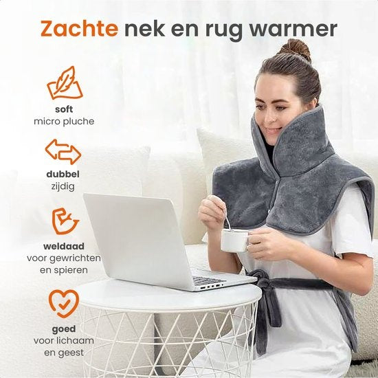 Goliving Heizdecke für Rücken und Nacken - Elektrische Heizdecke - 3 Heizstufen - Timerfunktion - Maschinenwaschbar - 100 Watt - 90 x 60 cm - Grau