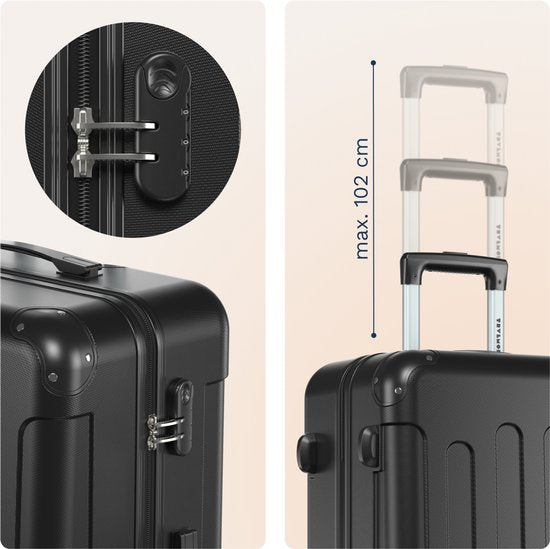 TRVLMORE Reisekoffer 110 l – Hartschalenkoffer aus ABS – 360°-Rollen – Zahlenschloss – Schwarz