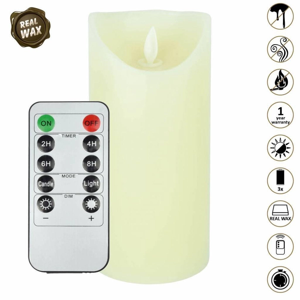 O'DADDY® LED-Kerzen mit beweglicher Flamme - 18cm 8d - Mit Timer und Dimmerfunktion - LED-Kerzen mit Fernsteuerung