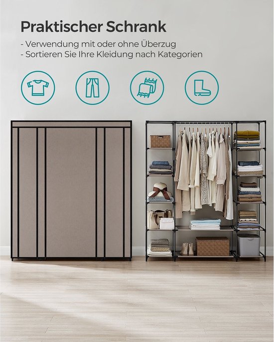 Zusammenklappbare Garderobe mit Kleiderstange – übersichtlicher Stauraum