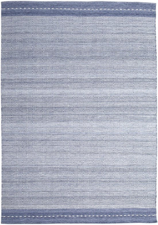 AXI Rhodos Outdoor-Teppich – Rechteckig – 200 x 290 cm – Blau – Geometrisches Muster – Outdoor-Teppich – Wetter- und UV-beständig – Flachgewebt – Gartenteppich – Für drinnen und draußen – Handgewebt
