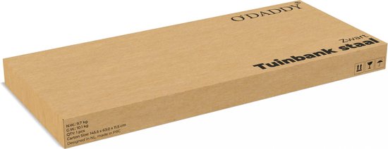 O'DADDY® Gartenbank mit Klapptisch - Gartenbank - Wetterfeste Bank - Gartenbänke - Bank für 2 oder 3 Personen - 150 x 60 x 87 cm - Schwarzes Metall