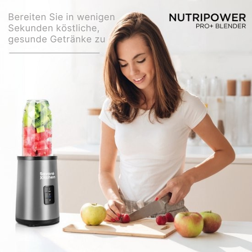Savoré Kitchen - Blender Pro+ NutriPower - Mixer für unterwegs - Smoothie-Maker - 2 Tassen - schwarz
