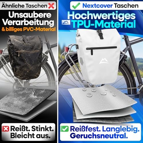 Nextcover AquaShield TPU-Gepäcktasche, 100 % wasserdicht mit Klicksystem und Rollverschluss, reflektierend, 28 Liter