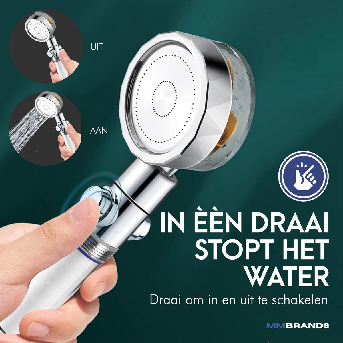 MM Brands Wassersparender Duschkopf - Hochdruck-Handbrause - Regenbrause Wassersparend