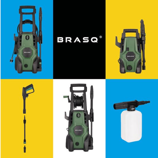 BRASQ HPW 150 Hochdruckreiniger - Terrassenreiniger - Hochdrucksprühgerät - 2000W - 150 bar - 468 L/H - Komplettset