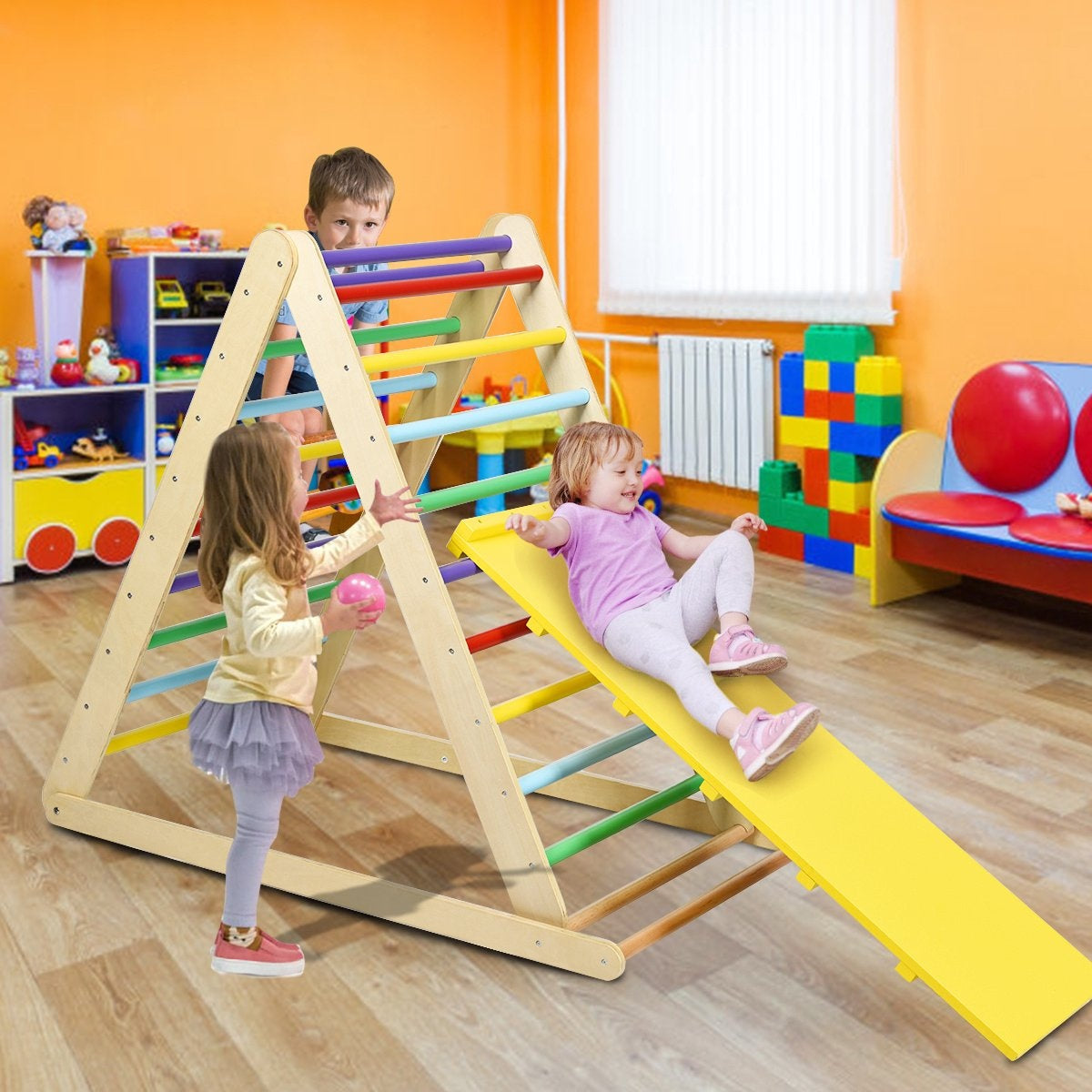 Coast Climbing Triangle Sprout Triangle klappbares Klettergerüst mit Leiter aus Holz