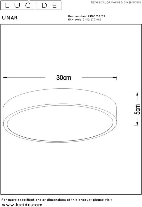 Lucide UNAR – Deckenleuchte – Ø 30 cm – LED 3-Stufen-Dimmer (Memory) – 1x18 W 2700 K – Mattgold / Messing