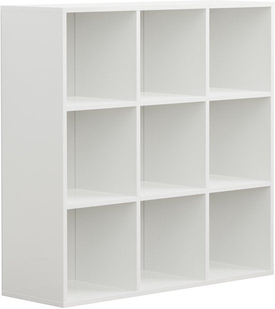 VDD – Fachschrank inkl. 5 Aufbewahrungsboxen – Wandschrank – Fachschrank Weiß – Fachschrank – Wandschrank – Wandschränke – Wandschränke für das Wohnzimmer – 9 Fächer – Weiß