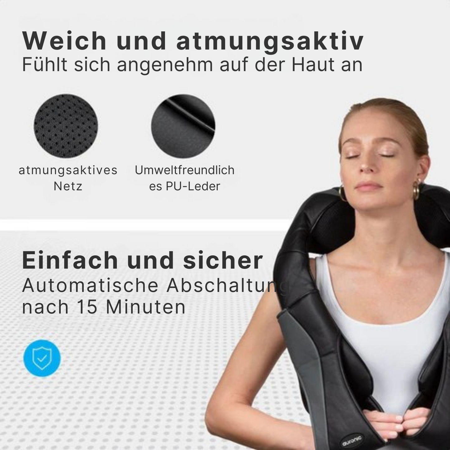 Auronic - Shiatsu Massagekissen - mit Wärmefunktion - 8 Massageknöpfe - Infrarot - Schwarz