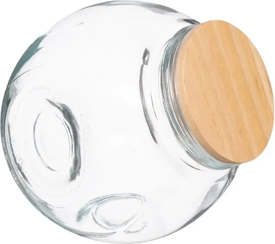 5Five Bonbon- bzw. Vorratsglas – 1,5 l – Glas – mit Holzdeckel – Vorratsgläser mit luftdichtem Verschluss