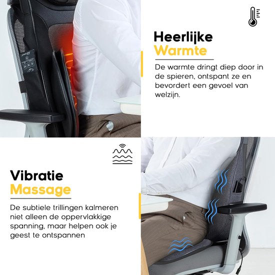 CALMENTA® Shiatsu-Massagesessel - Aufbewahrungstasche - Rücken- und Nackenmassagegerät - Massagekissen - Kompressionsmassage - elektrische Wärmefunktion - Vibration - Rücken- und Nackenschmerzen - Massagematte