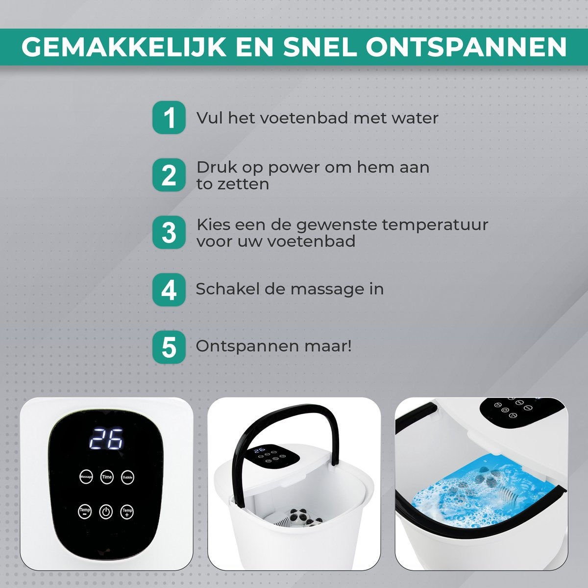 Niceey Massage-Fußbad 3XL - mit automatischen Walzen - Weiß