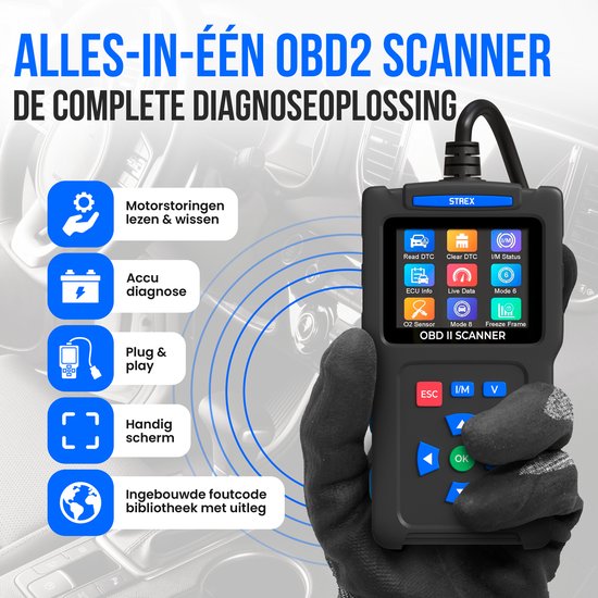 Strex OBD2 Scanner - OBD - Autoauslesung - Fehlerbeseitigung - NL Sprache - Autoscanner - Diagnosegeräte für Autos - Motorfehler