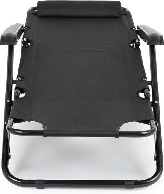 909 Outdoor-Liegestuhl - klappbar - Set 2 - verstellbar - Polyester & Metall - Schwarz