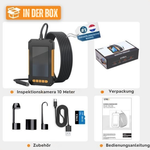 Strex - Inspektionskamera/ Endoskop - 10m Kabel - wasserdicht - LED-Beleuchtung - Schwarz