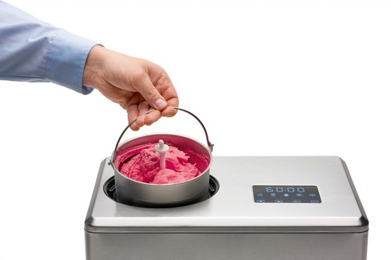 Solis Gelateria Pro Touch 3-in-1-Eismaschine – Selbstgemachtes Eis, Joghurteis und Slush – 2 Liter – Touch-Display – Edelstahl