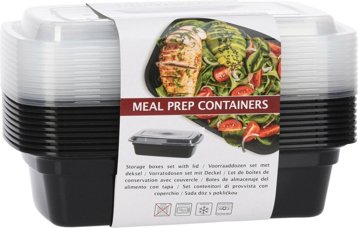 Meal Prep Schalen - 10 Stück - 1 Fach - Frische Schalen - Mikrowellenschalen - 1200ML -BPA Frei
