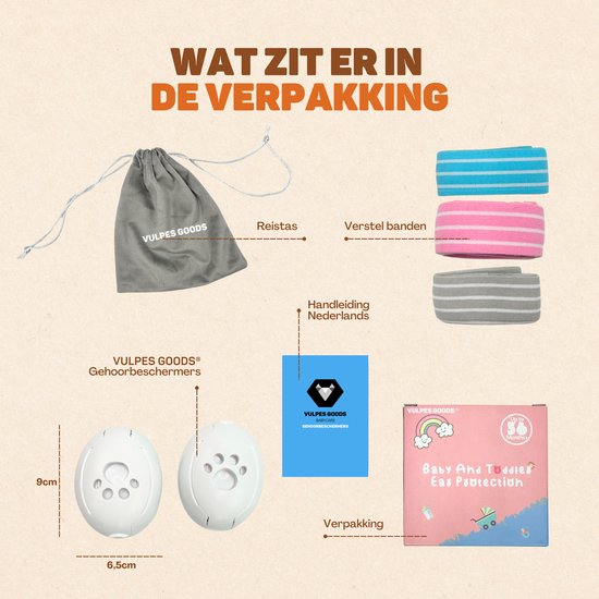 Vulpes Goods® BabyCare - Gehörschutz Kids PRO - Zertifizierte Baby-Ohrschützer - Geeignet für Babys und Kleinkinder bis zu 36 Monaten - 25 dB Geräuschreduzierung für maximalen Gehörschutz - Inkl. 3 Stirnbänder & Reisetasche