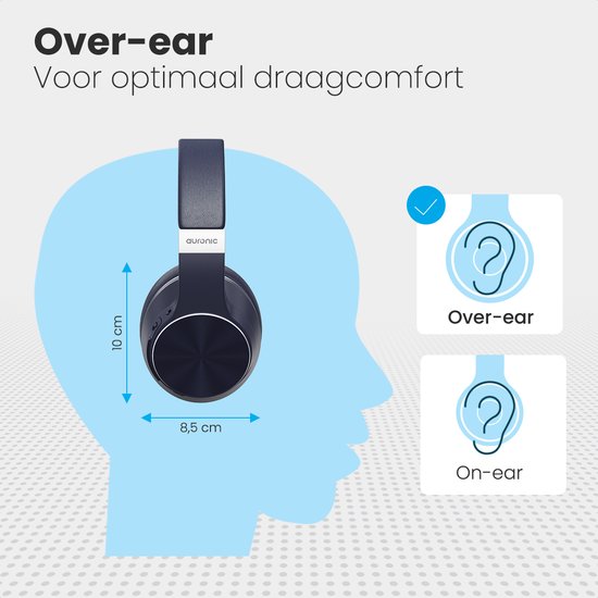 Auronic QuietSound Bluetooth-Kopfhörer kabellos - Over-Ear - aktive Geräuschunterdrückung - Mikrofon - inkl. Tragetasche - Blau