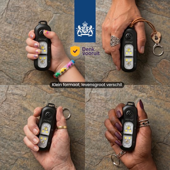 Persönlicher Notruf-Schlüsselanhänger 130 dB – Selbstverteidigung für Frauen – Pfefferspray – Wiederaufladbarer Taschenalarm mit Taschenlampe