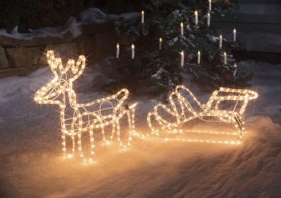 Westfalia Außenbeleuchtung - Rentier mit Schlitten - Warmweiß