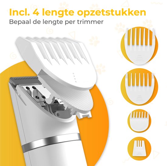 Nuvance - Hundeschermaschine 4 in 1 - Tierschermaschine für dickes Fell - Hundeschermaschine mit 7 Aufsätzen - Schnurlos - Hundetrimmer Schermaschine - Inklusive Nagelfeile