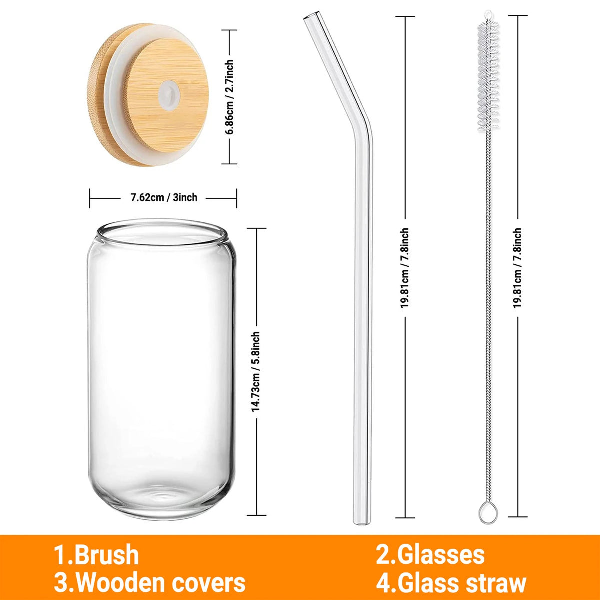 Alphynix Eiskaffee-Glas mit Monogramm T – inklusive Bambusdeckel und Strohhalm