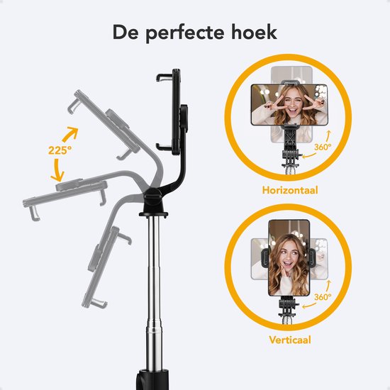 Studio ME Selfie Stick - Universal - Stativ - 100 cm - 360° Drehung - Mit Bluetooth-Fernbedienung