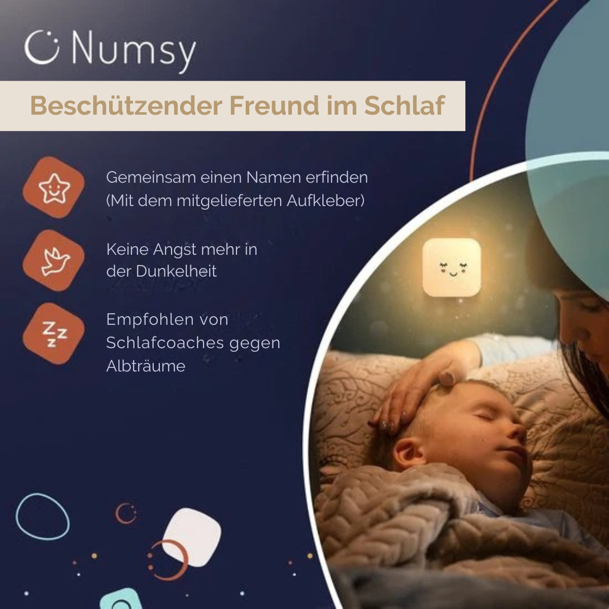 Numsy - Nachtlicht für Babys und Kinder - LED - Steckdose - Automatischer Lichtsensor