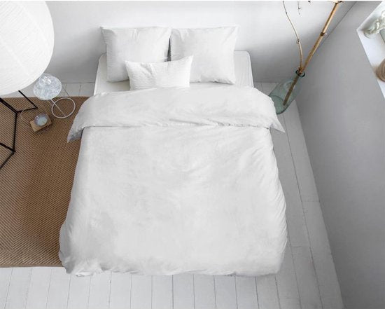 Primaviera Deluxe Uni Satin – Bettwäscheset – Doppelbett – 200 x 200/220 + 2 Kissenbezüge 60 x 70 – Weiß