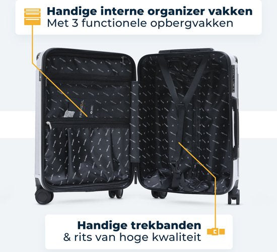 Pathsail - Handgepäck Koffer - 40L x 55CM - PC - inkl. TSA-Schloss & Spinner-Räder - Silber