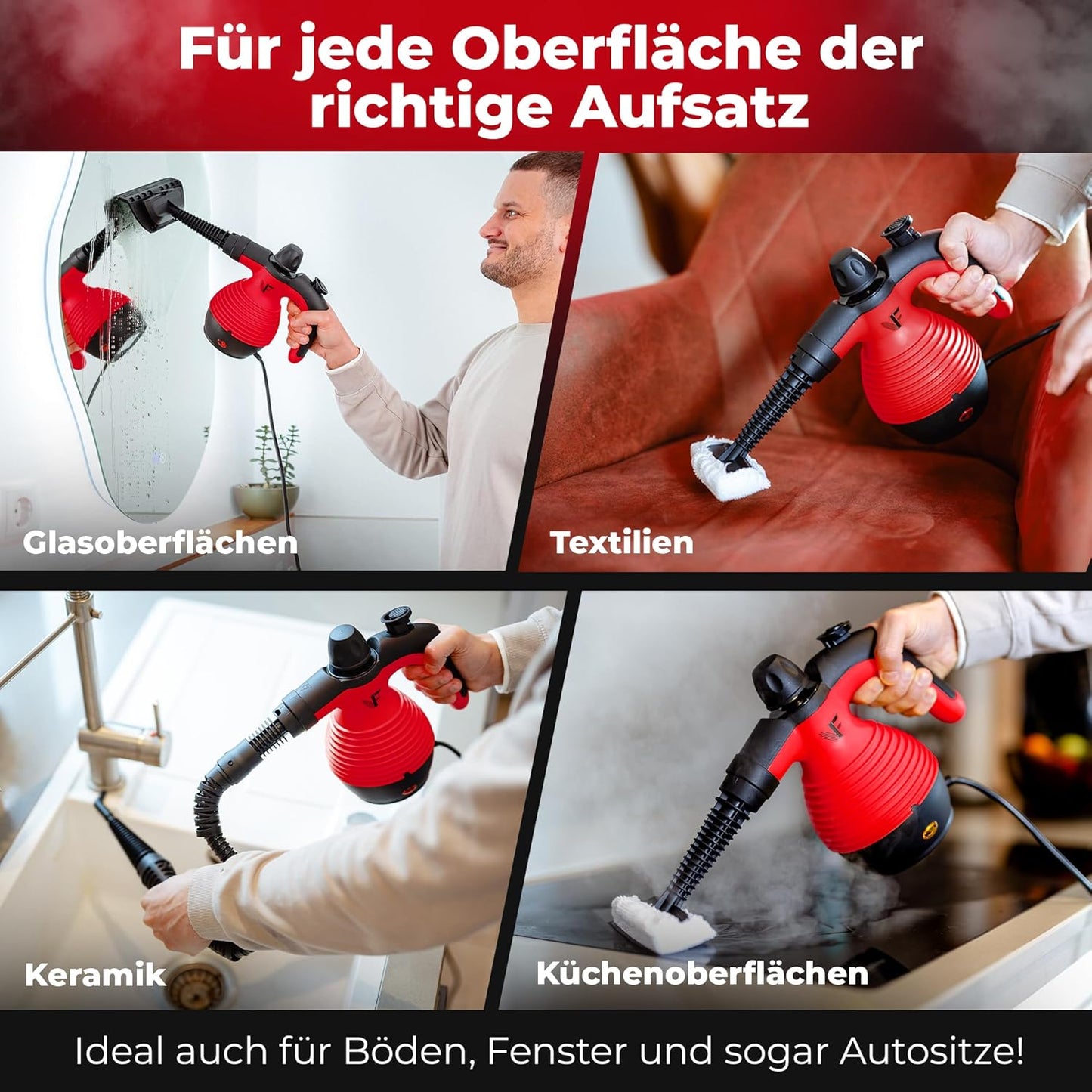 Neighbour's Friend® Dampfreiniger Neues Modell – Leistungsstarker Hand Steam Cleaner, 3,5 Bar Druck, 4m Kabel, 350ml Tank I Handdampfreiniger für Auto, Werkstatt, Haushalt & Fensterreinigung