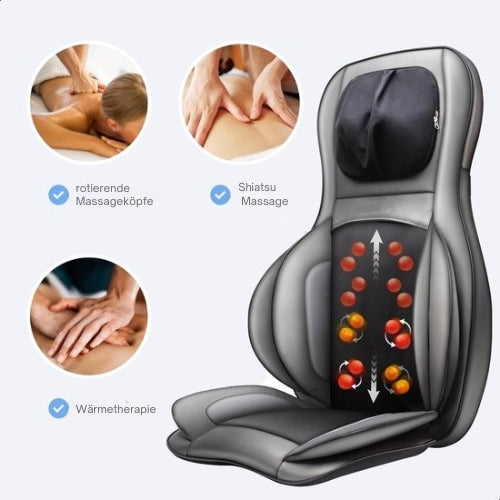 Lifeproducts - Shiatsu-Massagesitz - mit Nacken-, Rücken- und Oberschenkelmassage - einstellbare Wärmefunktion - Schwarz