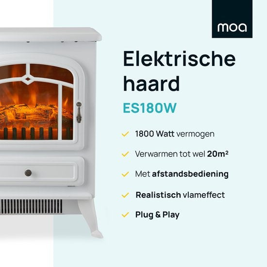 MOA Elektrokamin - Atmosphäre Kamin Classic - Heizung - Ofen - Freistehend - Weiß - ES180W