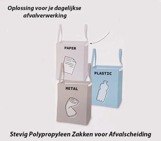 Müllbeutel-Recycling-Set, 3 Stück – robuste Aufbewahrungsbeutel für die Mülltrennung.