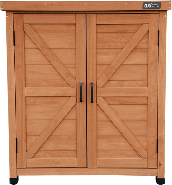 AXI Felix Aufbewahrungsschrank aus Holz – Gartenschrank aus FSC-Holz – Magnetverschluss – Verstellbare Füße – 80 x 45 x 93 cm – Kaffee-Braun