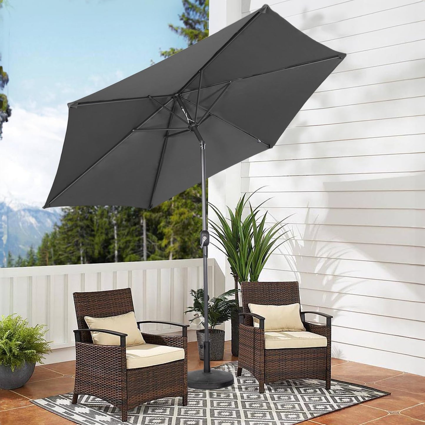 Angel Living Sonnenschirm Ø300 cm - Rund - Grau