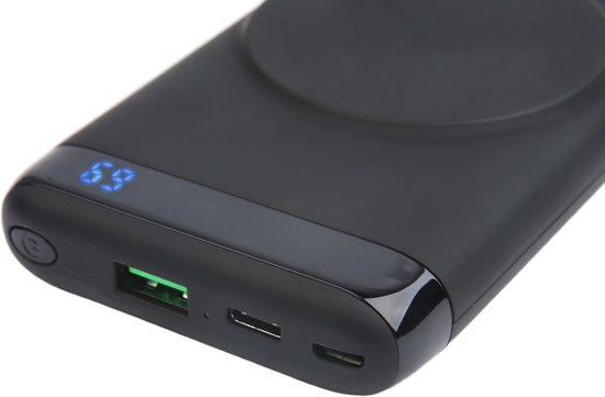 Deltaco PB-Q1003 Powerbank - 10.000 mAh - Drahtlos - MagSafe kompatibel - 1 x USB-C PD 20W - 1 x USB 18W - Schwarz