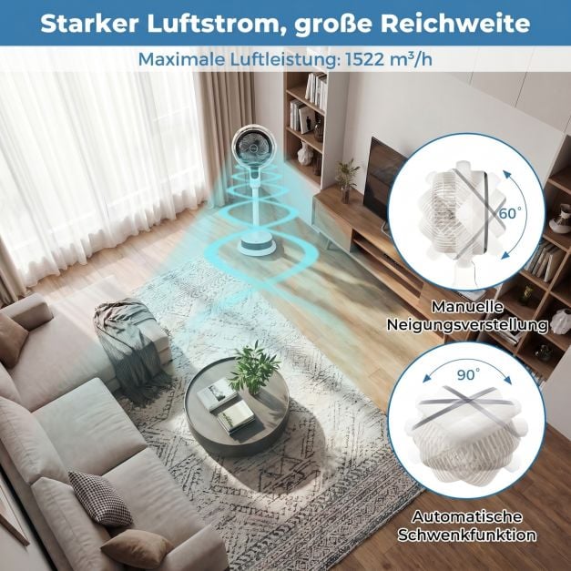 Coast Vernebelungsventilator mit Fernbedienung – 65–98 cm – 1,7 l – Weiß
