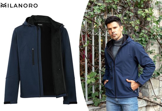Milanoro - Wind- und wasserdichte Jacken - Jacke mit Kapuze - Navy - XXL