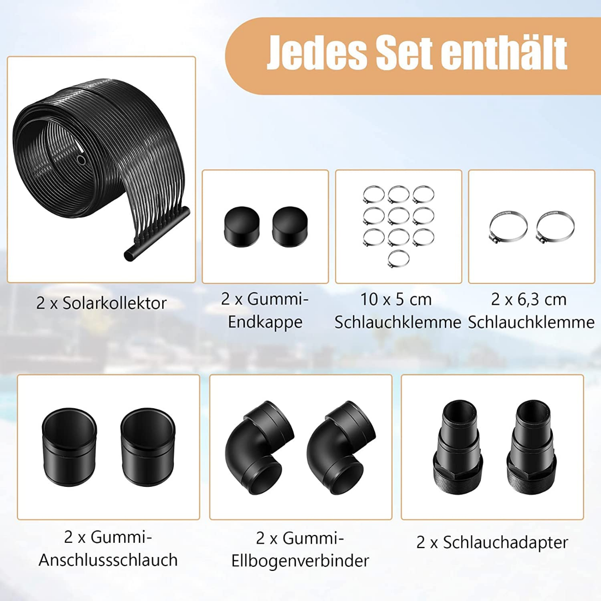 Coast Poolheizung 600 x 75 cm Solarkollektorplatten für 25800 L unterirdische und oberirdische Pools