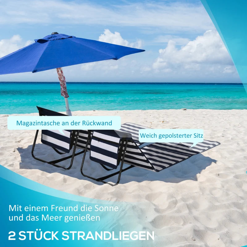 Outsunny Strandliege - faltbar & verstellbar - 142 x 51 x 40cm - Schwarz/Weiß