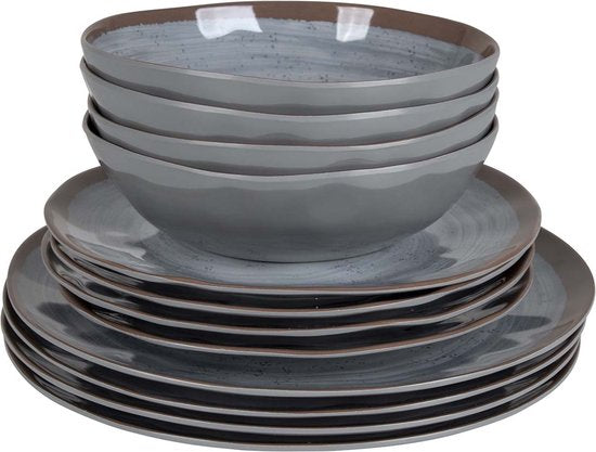 Bo-Camp – Geschirr – Halo – 12-teilig – Grau